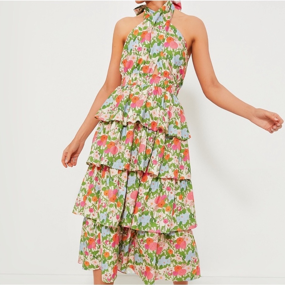 Floral Tiered Halter Dress